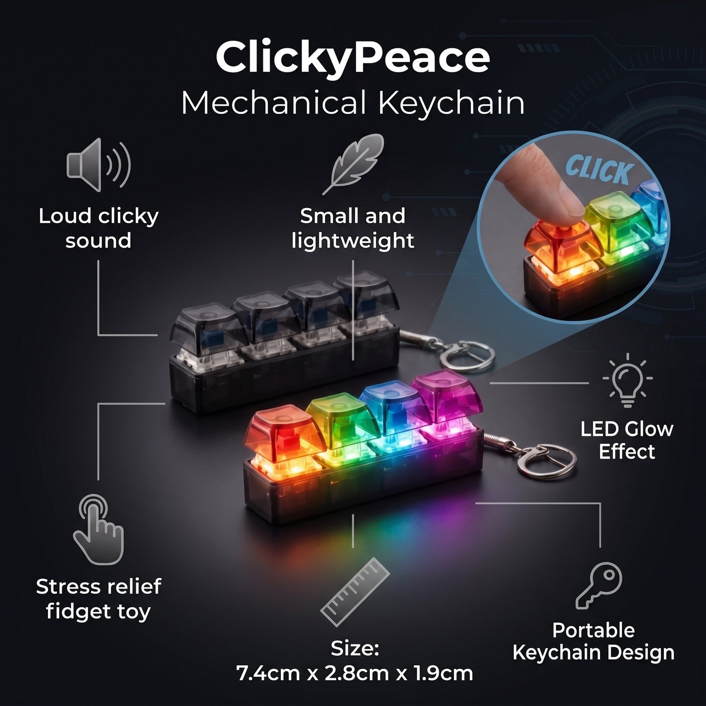 StressClick Fidget Keychain
